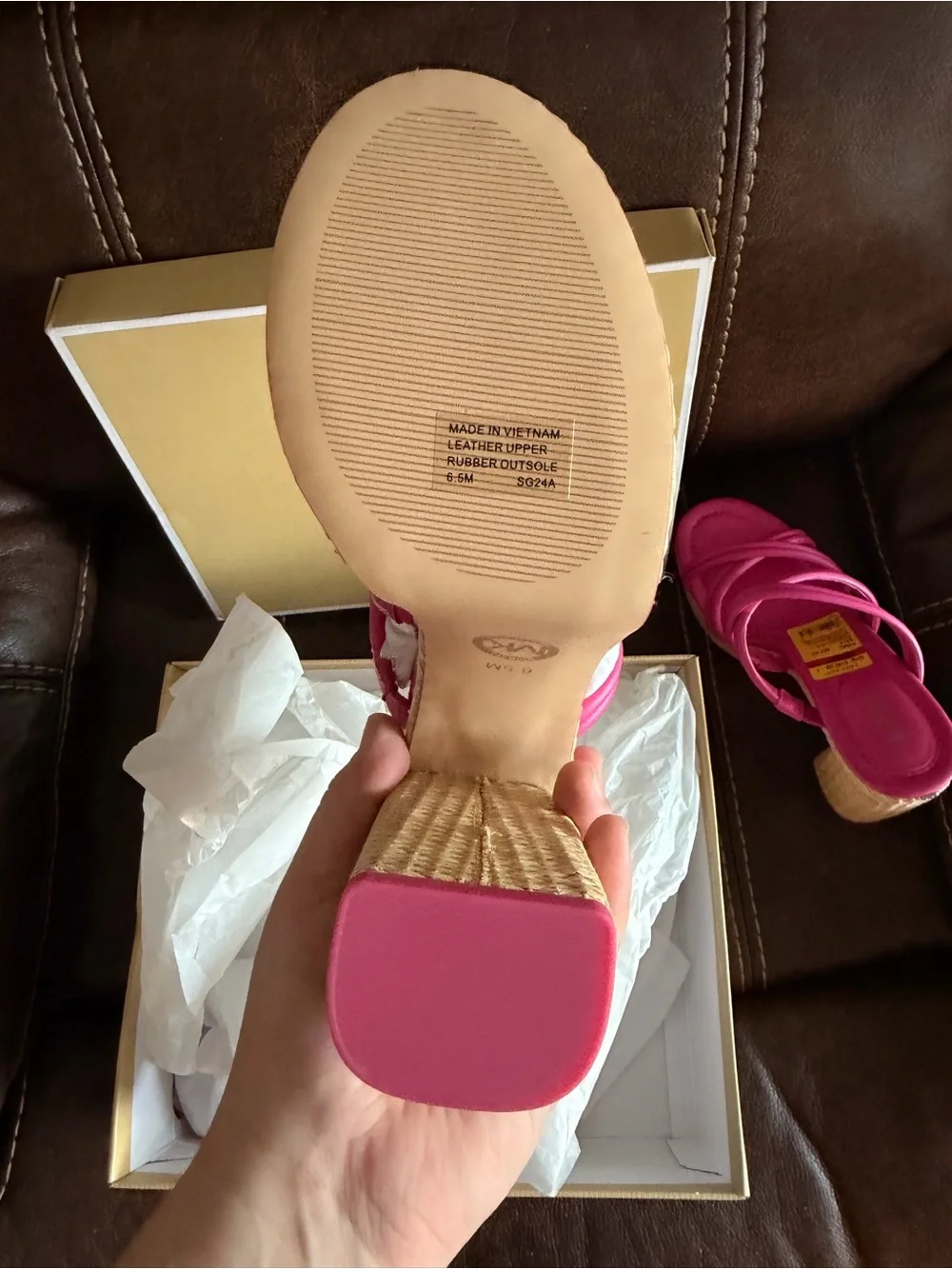 •MICHAEL KORS• “Corinne” Platform Leather Espadrille Sandals - Cerise (Pink)